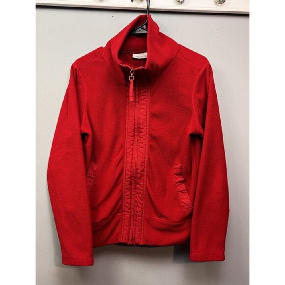 Coldwater Creek Fleece Jacket Womens Size Small Red Full Zip Pockets